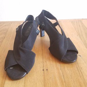 Aerosoles "Rewrote" Black Fabric Slingback Peep Toe Heels - Size 6M
